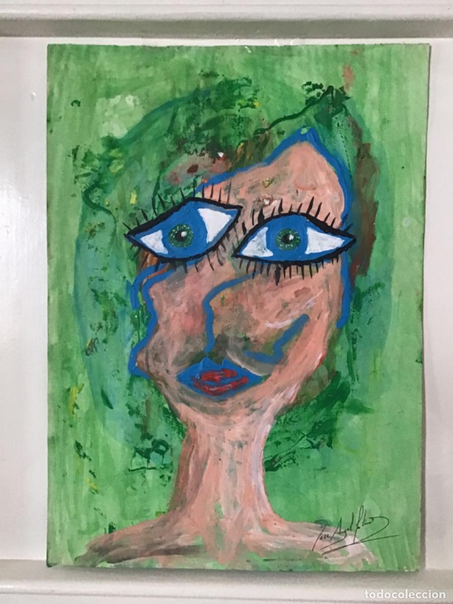 Arte: Jos&eacute; &Aacute;ngel Salinas &Aacute;lvarez.(Tudela 1958).*Dama en rosa, azul y verde &ldquo; Acrilico/papel 45x33 cm. Fir