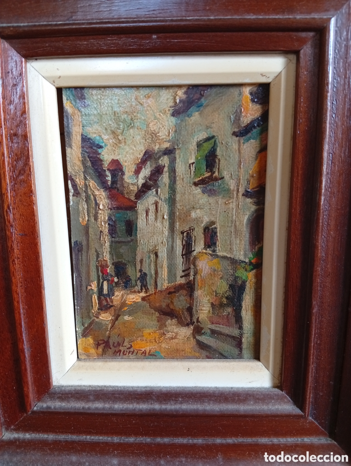 Arte: Par pareja de peque&ntilde;as pinturas oleo firmadas Pauls Montal