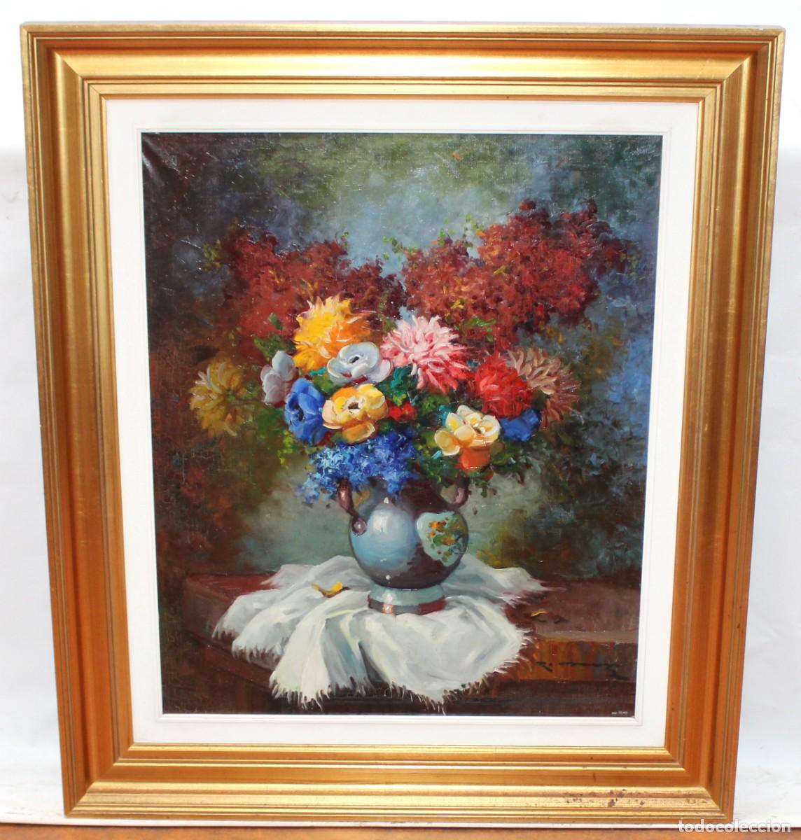 Arte: RAMON CRUZ (XX) OLEO SOBRE TELA. BODEGON DE FLORES