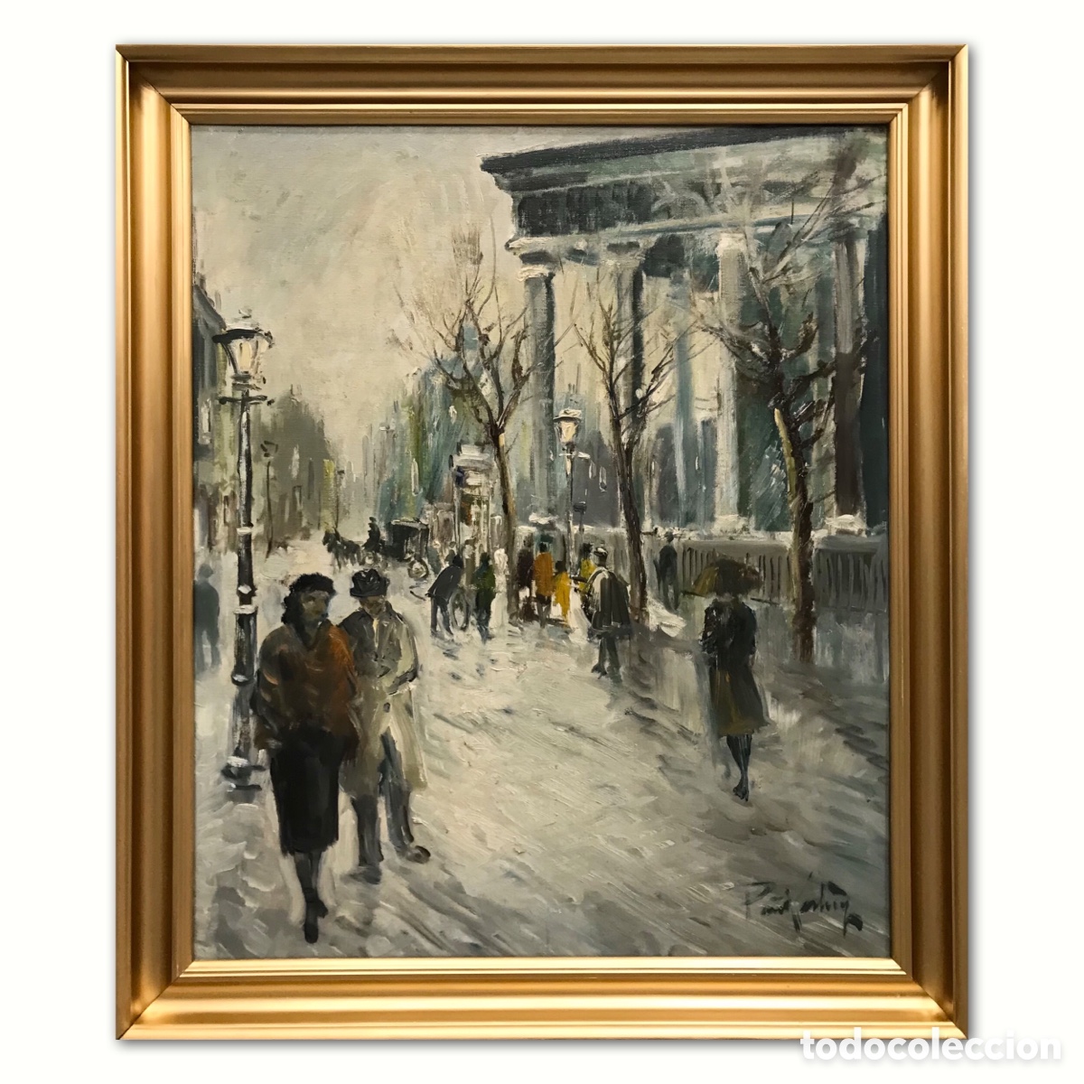Arte: &rdquo;Boulevard Parisino en D&iacute;a de Invierno&rdquo; Poul Kastrup (1920-1987), a&ntilde;os 50 del S.XX aprox, 78x67cm