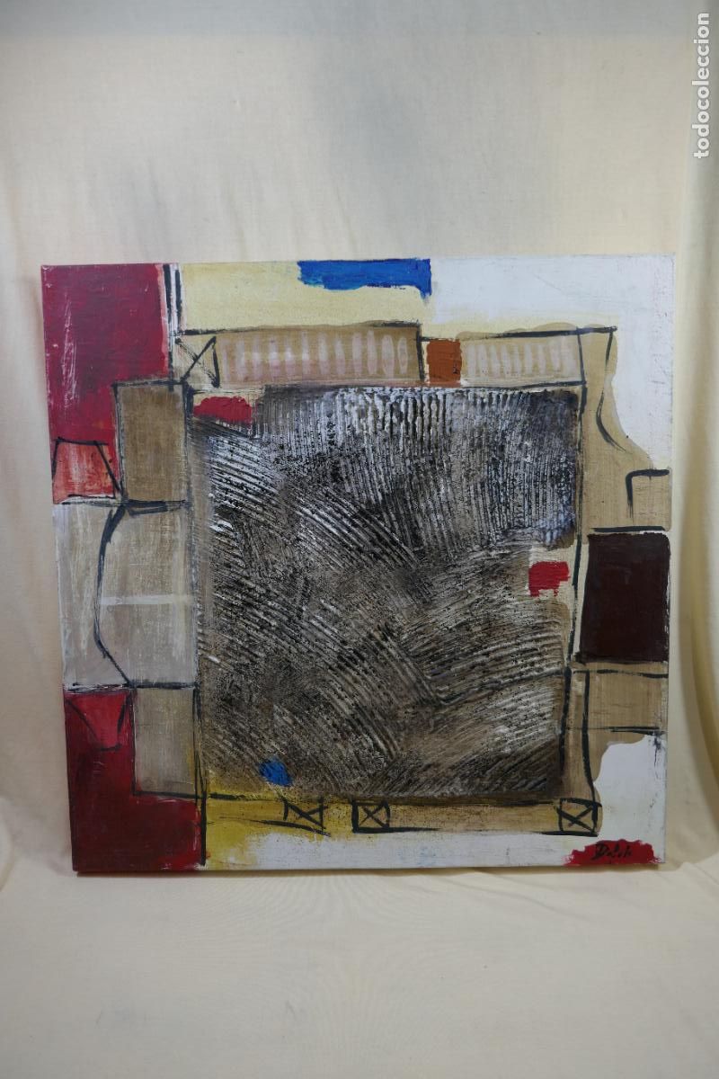 Arte: OLEO FIRMADO SOBRE TELA SIN MARCO - PINTURA ABSTRACTA / 50 X 50 X 3,5 CM.