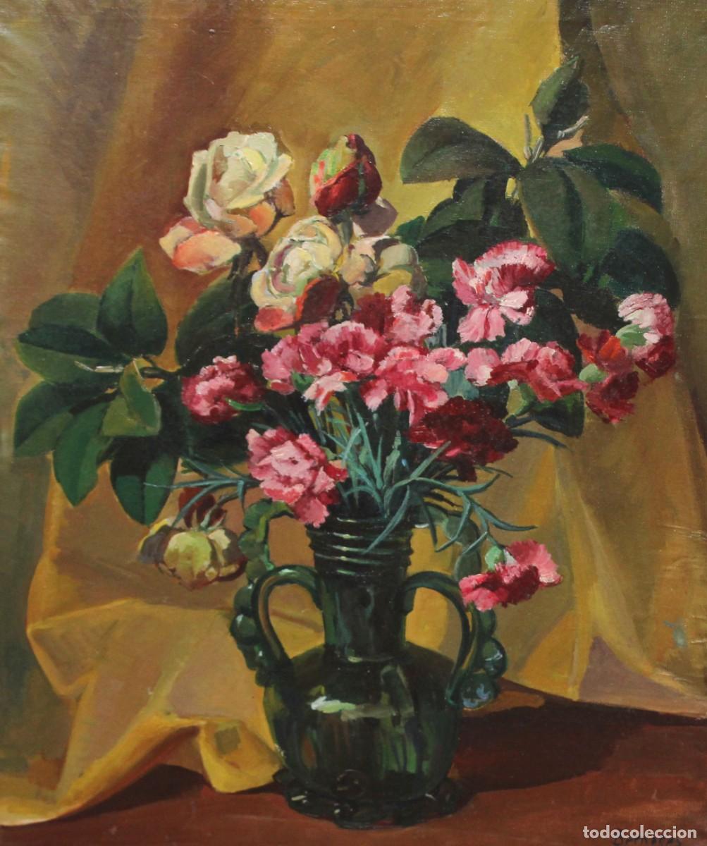 Arte: JAUME BERNADES PONT (1910-1973) OLEO SOBRE TELA. BODEGON FLORAL
