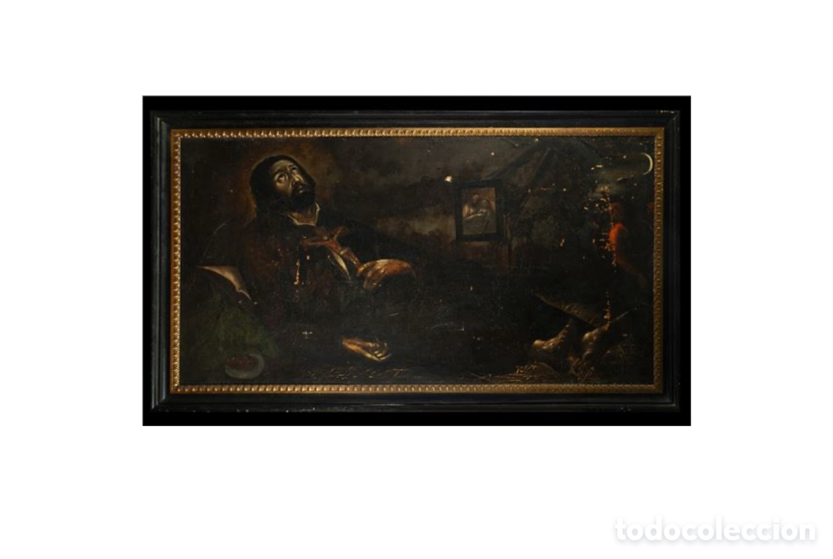 Arte: Escuela Espa&ntilde;ola siglo XVII San Francisco Javier &oacute;leo sobre lienzo reentelado tenebrismo barroco