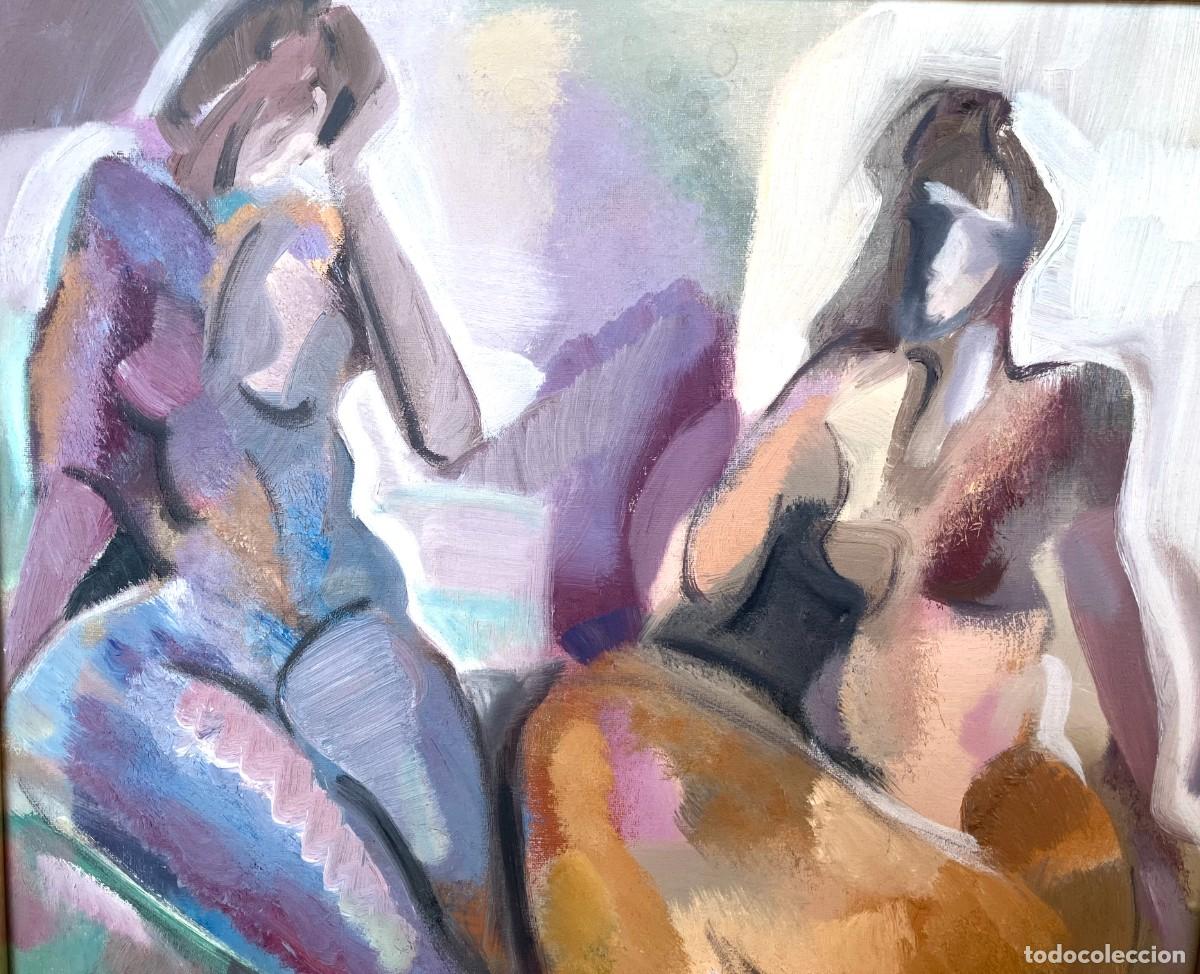 Arte: Carles Arqu&eacute;s i Tost, original &oacute;leo, figuras femeninas