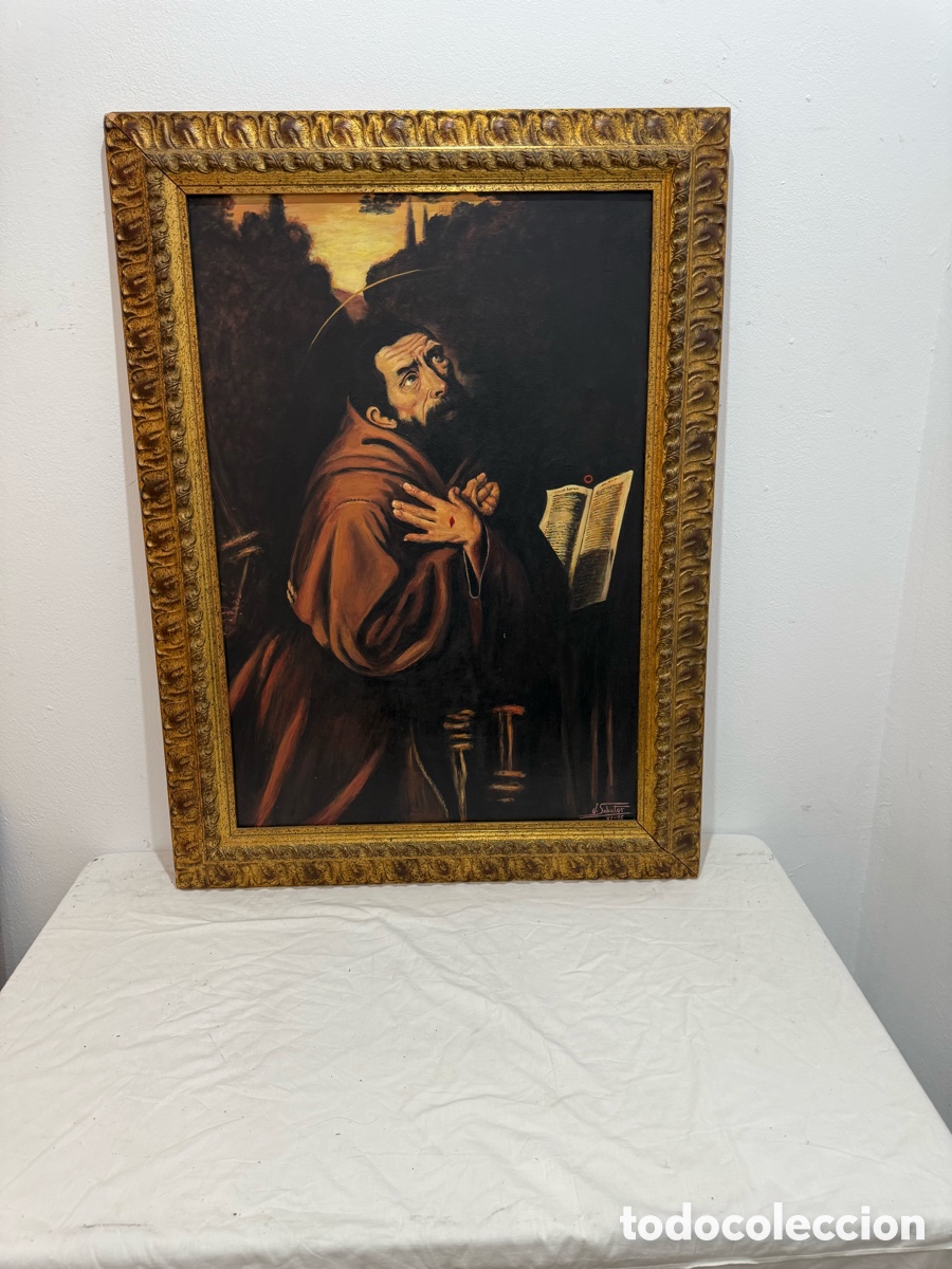 Arte: Escuela espa&ntilde;ola 1995 &ndash; San Francisco de As&iacute;s &ndash; &Oacute;leo sobre lienzo &ndash; Firmado J. Sabater