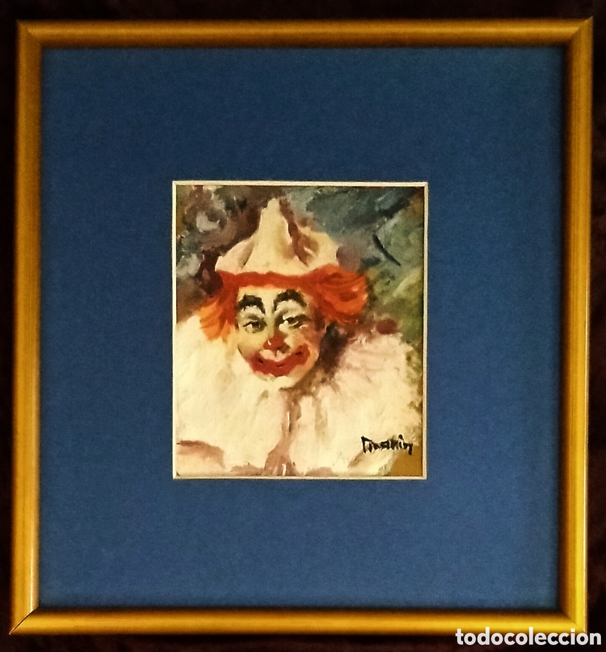 Arte: &Oacute;LEO s.TABLA / (REALISMO). * BUSTO DE PAYASO *. FIRMADO: MAR&Iacute;N. ENMARCADO