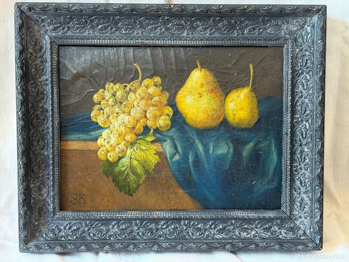 Arte: Bodegon de uvas y peras con marco