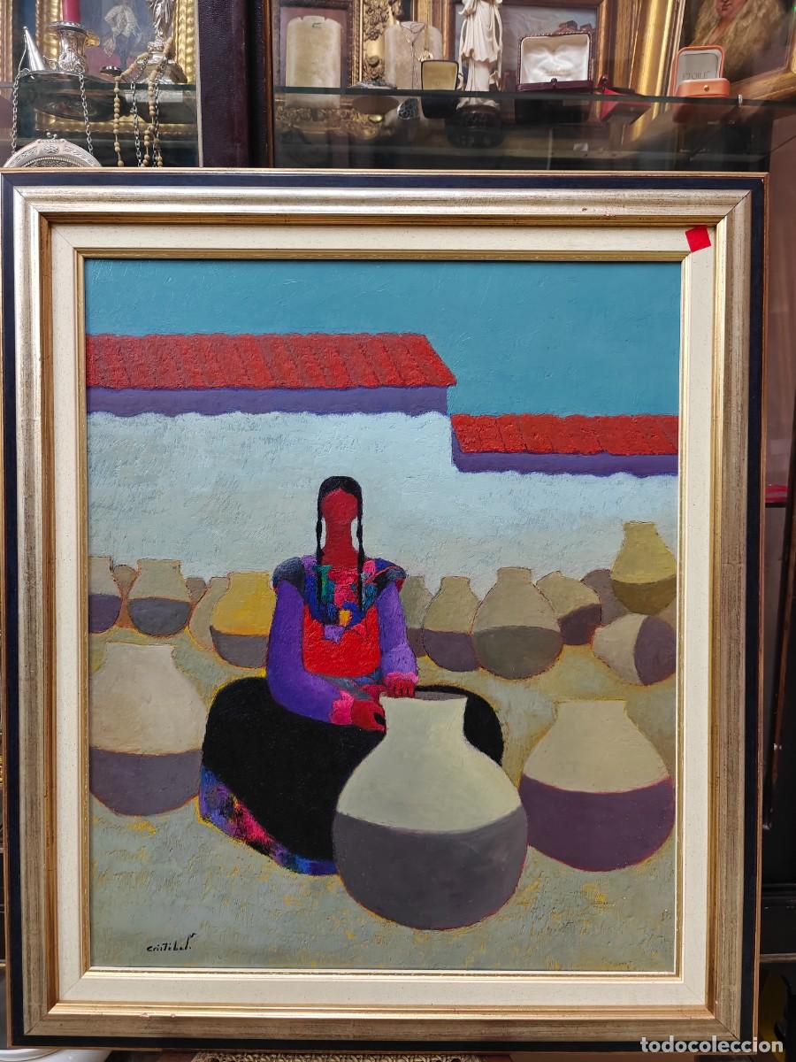 Arte: &Oacute;leo indigenista andino &ldquo;Mujer con cer&aacute;micas&rdquo; &ndash; Leovigildo Crist&oacute;bal Valverde