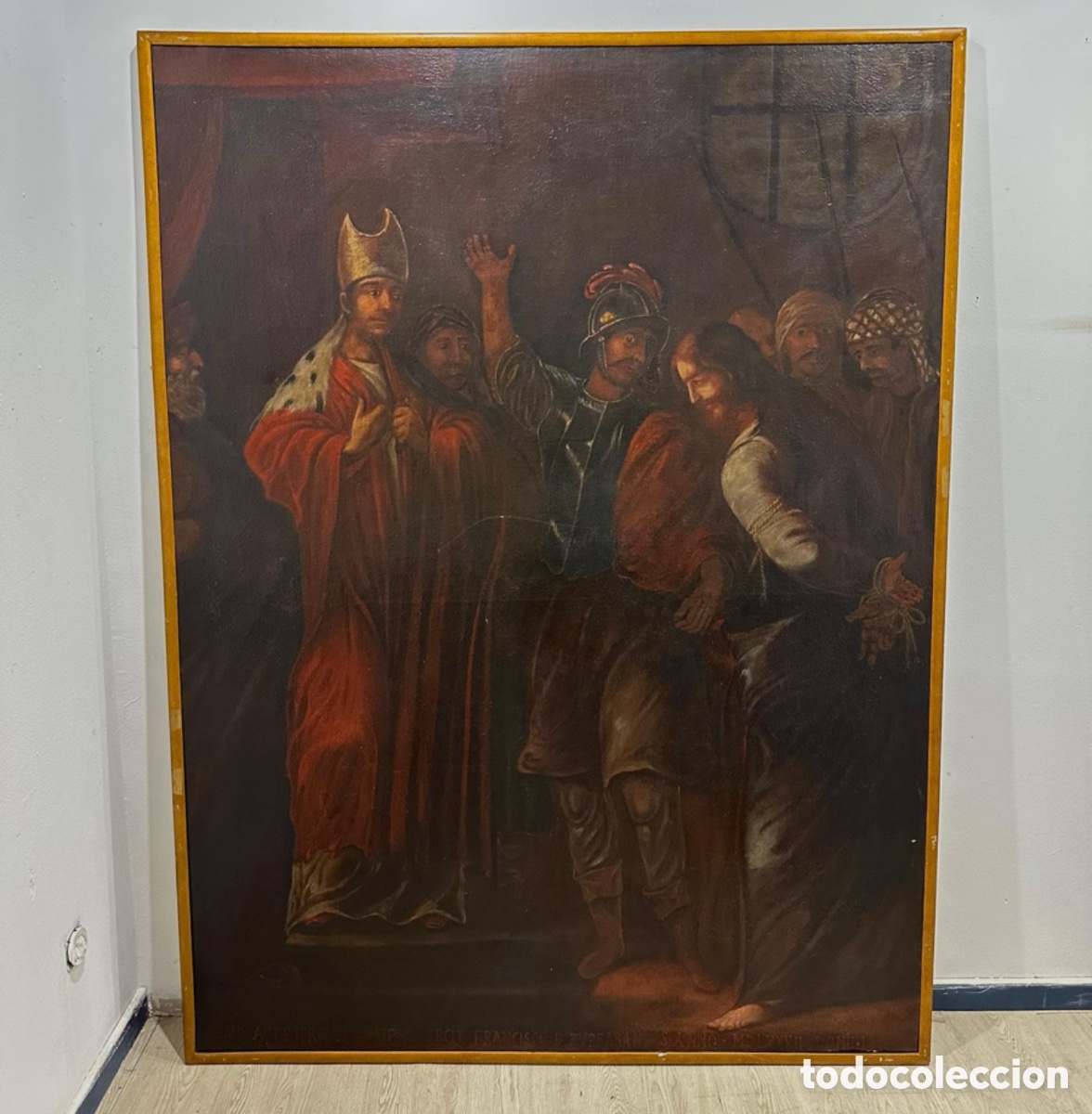 Arte: Gran &oacute;leo religioso siglo XVII &ldquo;Iesus Ante Erodes Antipas&rdquo; marcado Francisco Zurbarr&aacute;n . 210x157 cm