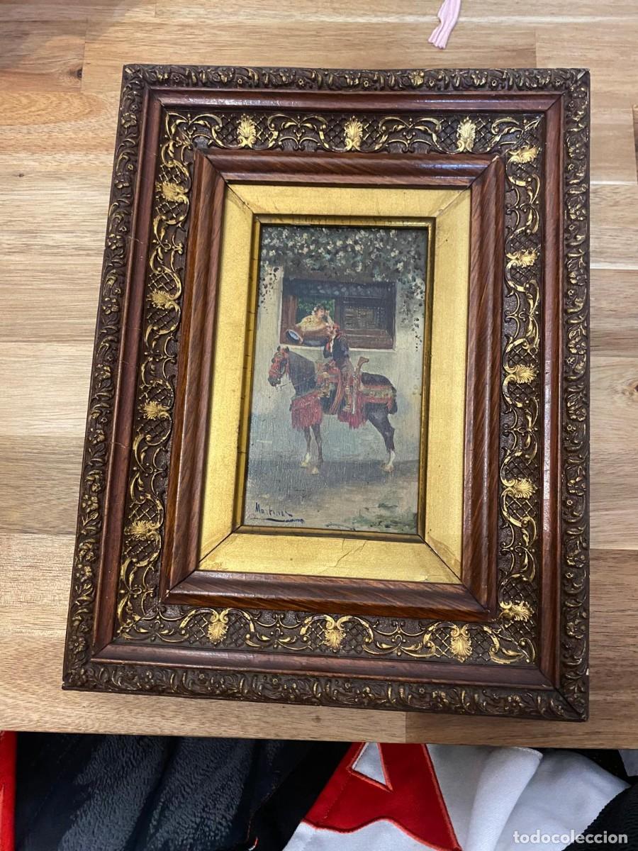 Arte: &rdquo;&Oacute;leo sobre tabla / lienzo - Escena costumbrista andaluza de bandolero y dama - Firmado Mart&iacute;nez - E