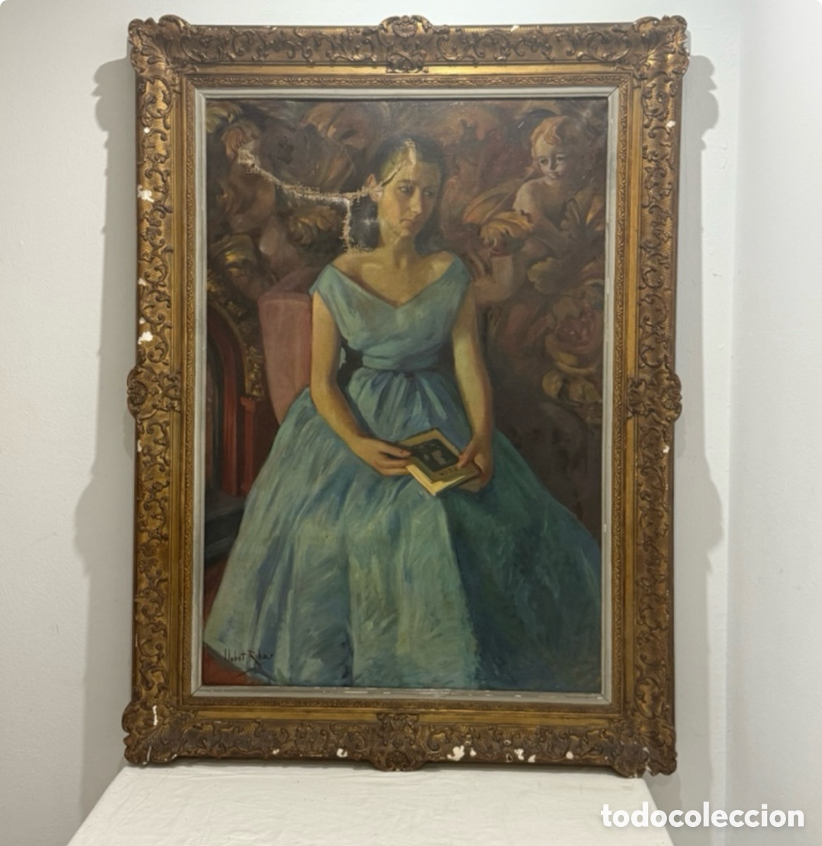 Arte: Sebasti&agrave; Llobet Ribas (1887-1975) Retrato de Mar&iacute;a Lourdes &Oacute;leo sobre lienzo Gran formato