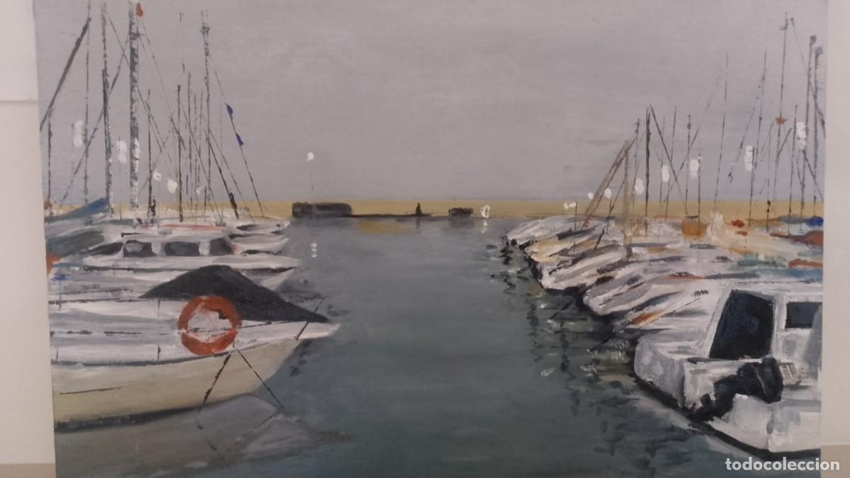 Arte: &Oacute;leo Puerto al anochecer (33x40)