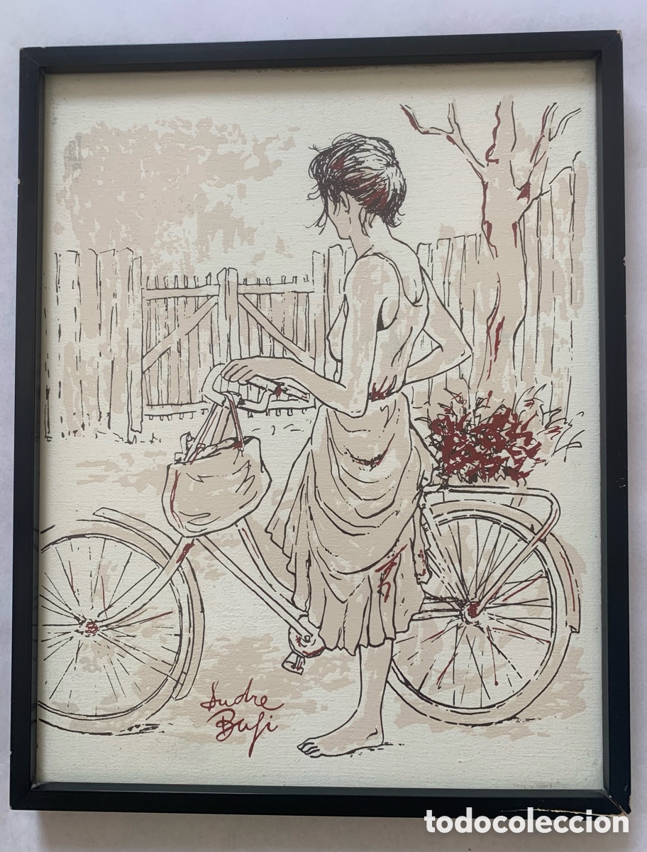 Arte: Muchacha con bicicleta. Bernard Dufour