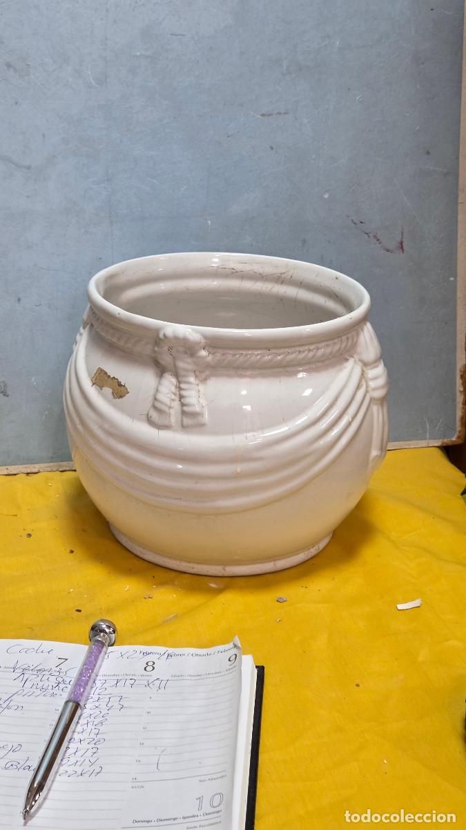 Arte: macetero de cermica blanca