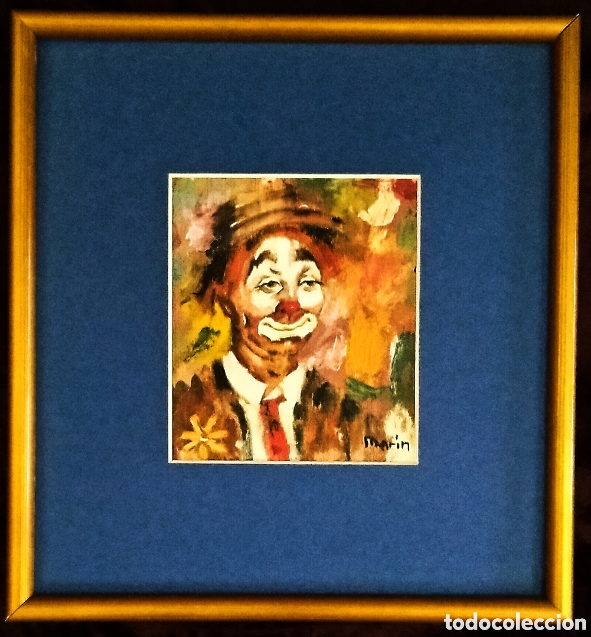 Arte: &Oacute;LEO s.TABLA / (REALISMO). FIGURA BUFONESCA (CIRCO). * BUSTO DE PAYASO *. FDO.: MAR&Iacute;N. ENMARCADO