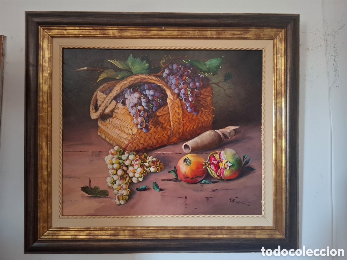 Arte: Oleo sobre lienzo bodegon rodrigo baez 75x65