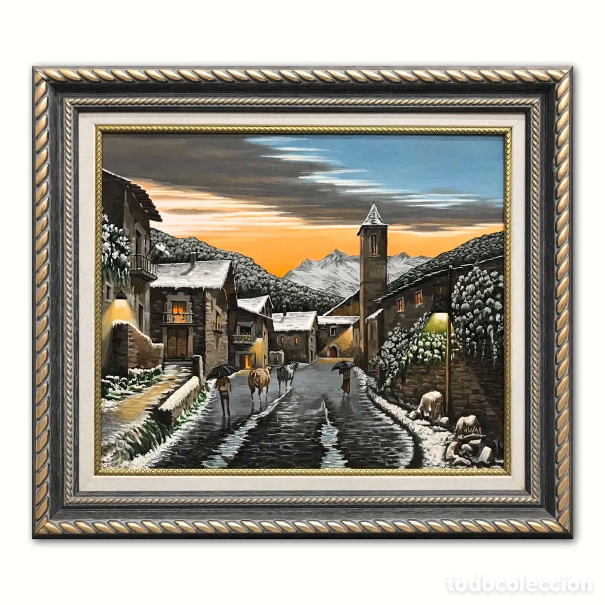 Arte: &rdquo;Invierno en Aldea de Monta&ntilde;a&rdquo; Alvar Font Prats (1931&ndash;2008), a&ntilde;os 90 del S.XX aprox, 72x63cm