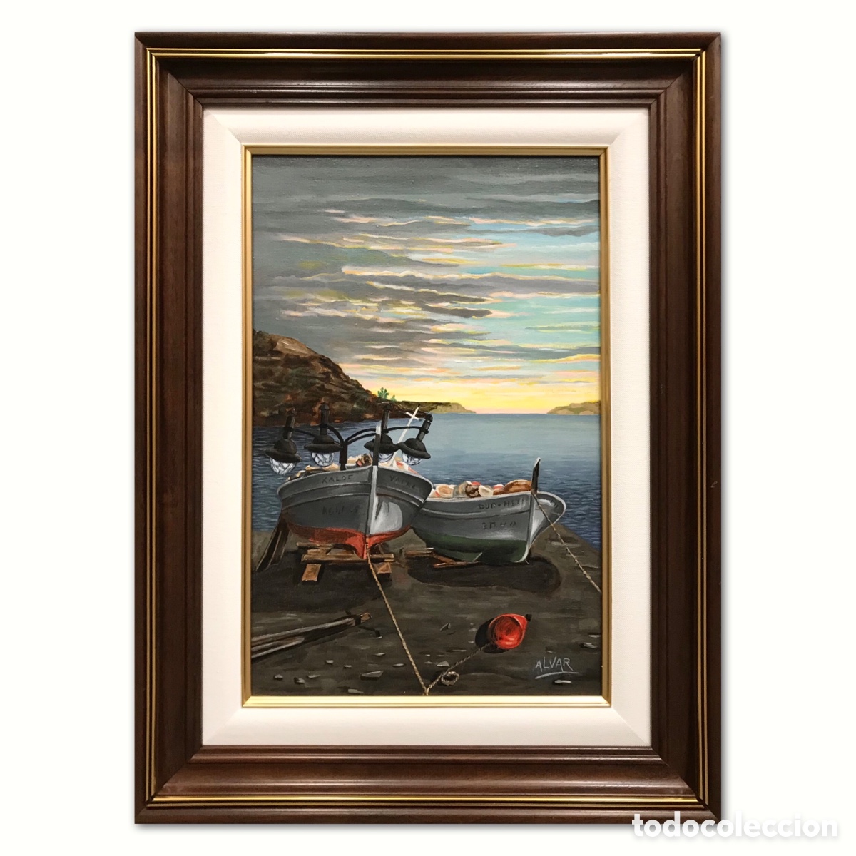 Arte: &ldquo;Barcas y Devoci&oacute;n Marinera al Amanecer&rdquo; Alvar Font Prats (1931&ndash;2008), a&ntilde;os 90 del S.XX aprox