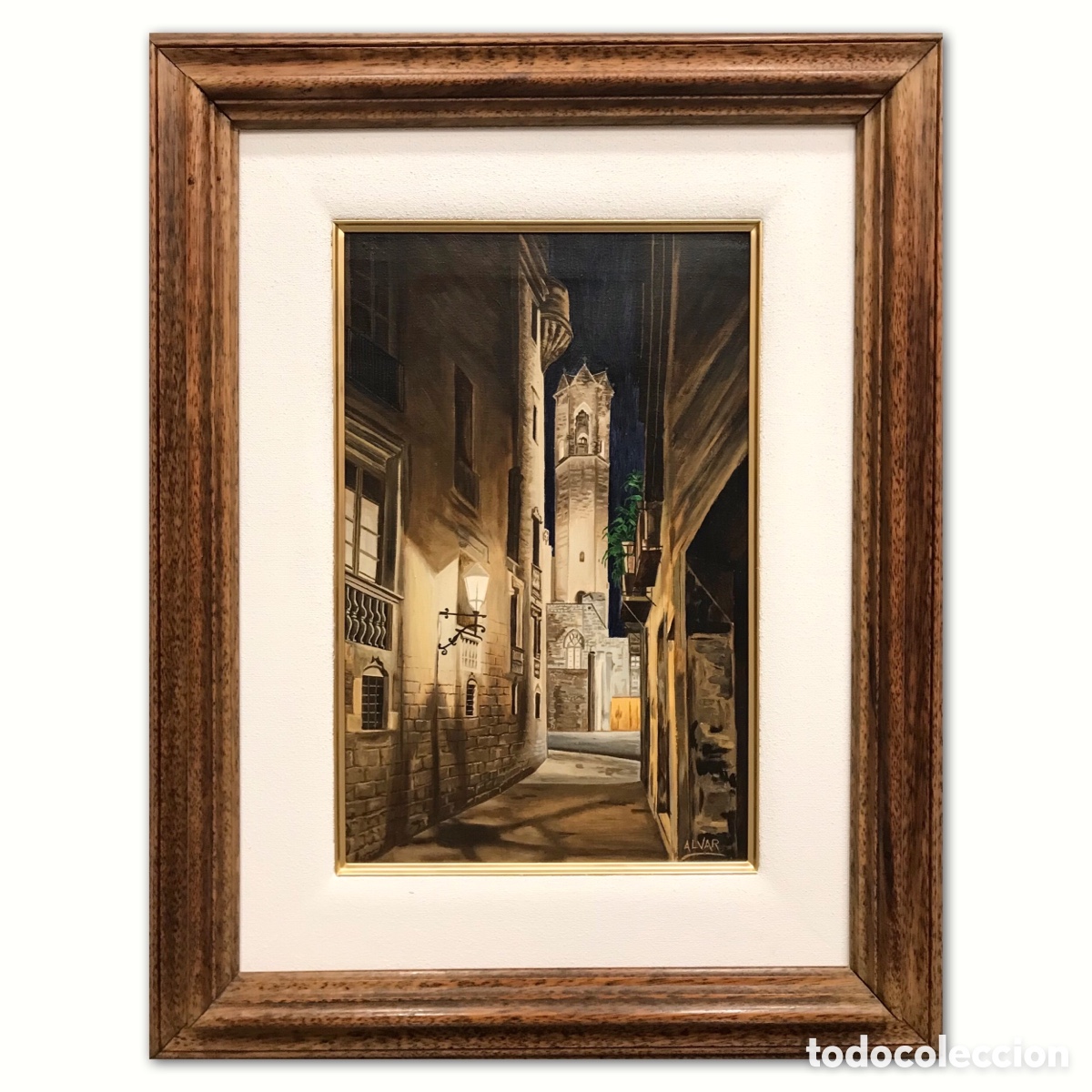 Arte: &rdquo;Calle Medieval Catalana Nocturna&rdquo; Alvar Font Prats (1931&ndash;2008), a&ntilde;os 90 del S.XX aprox