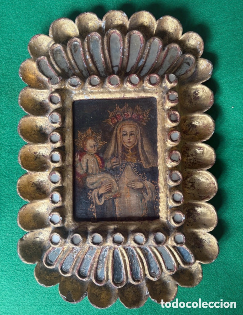 Arte: Salida 1 c&eacute;ntimo! &Oacute;leo sobre tabla religioso a catalogar, virgen con ni&ntilde;o (A17)