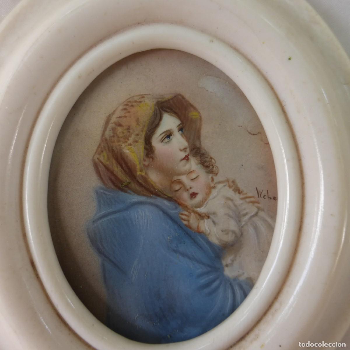 Arte: ANTIGUA MINIATURA MARCO ORIGINAL FIRMADA RETRATO MUJER &rdquo;MATERNIDAD&rdquo; S. XIX MINIATURE PORTRAIT