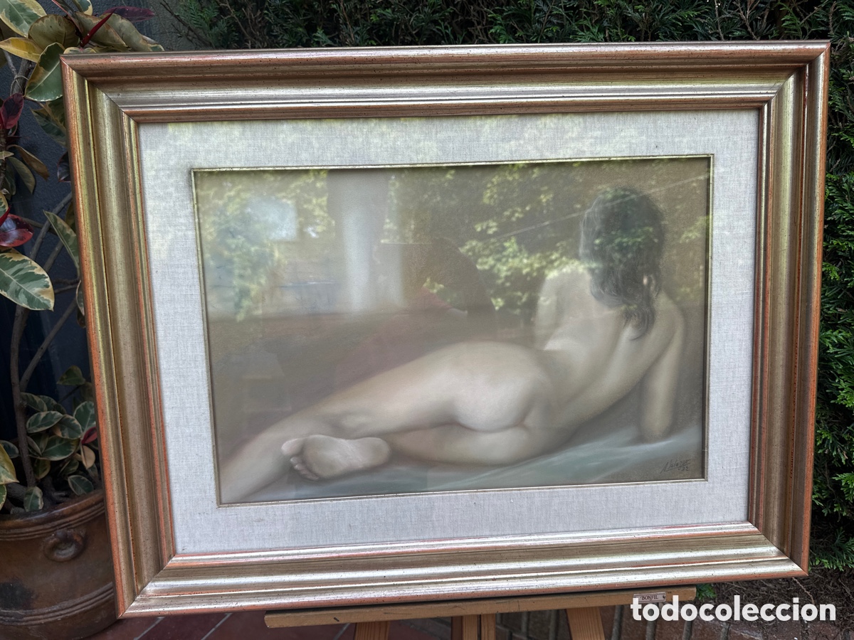 Arte: ALFREDO SALAZAR. TITULO. SOSEGADA ESPERA. PRECIOSO CUADRO AL PASTEL