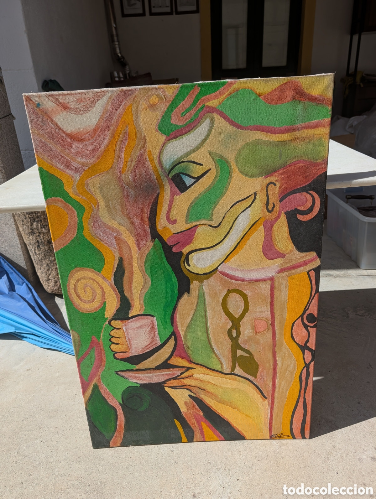 Arte: Pintura &Oacute;leo sobre Lienzo 91x60 cm Neocubismo C&eacute;lia Ferreira