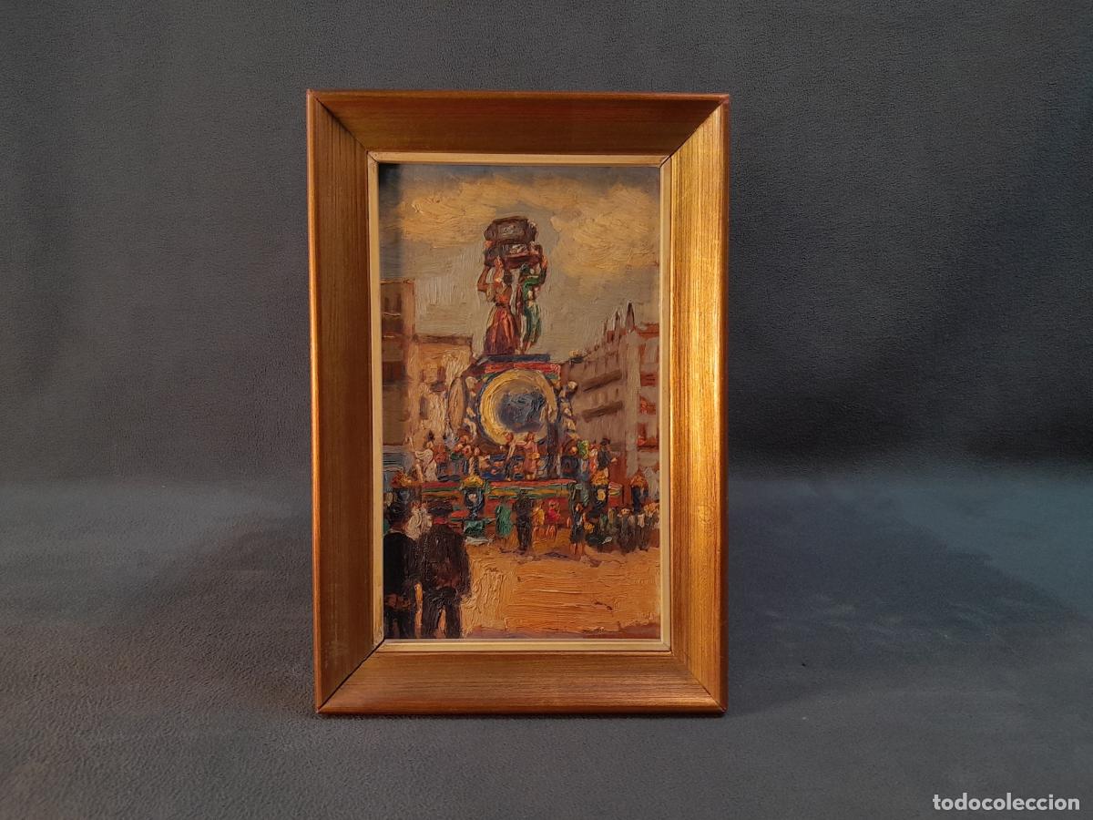 Arte: D-326.CUADRO DE PAISAJE URBANO.&Oacute;LEO SOBRE TABLA. ESCENA DE PLAZA CON MONUMENTO.ENMARCADO. SIGLO XX