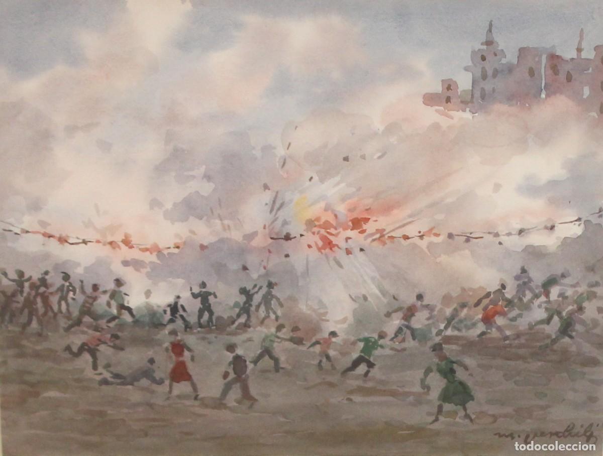 Arte: MIGUEL MARTINEZ VERCHILI (1898 - 1989) TECNICA MIXTA REPRESENTANDO UNA MASCLET&Agrave; VALENCIANA