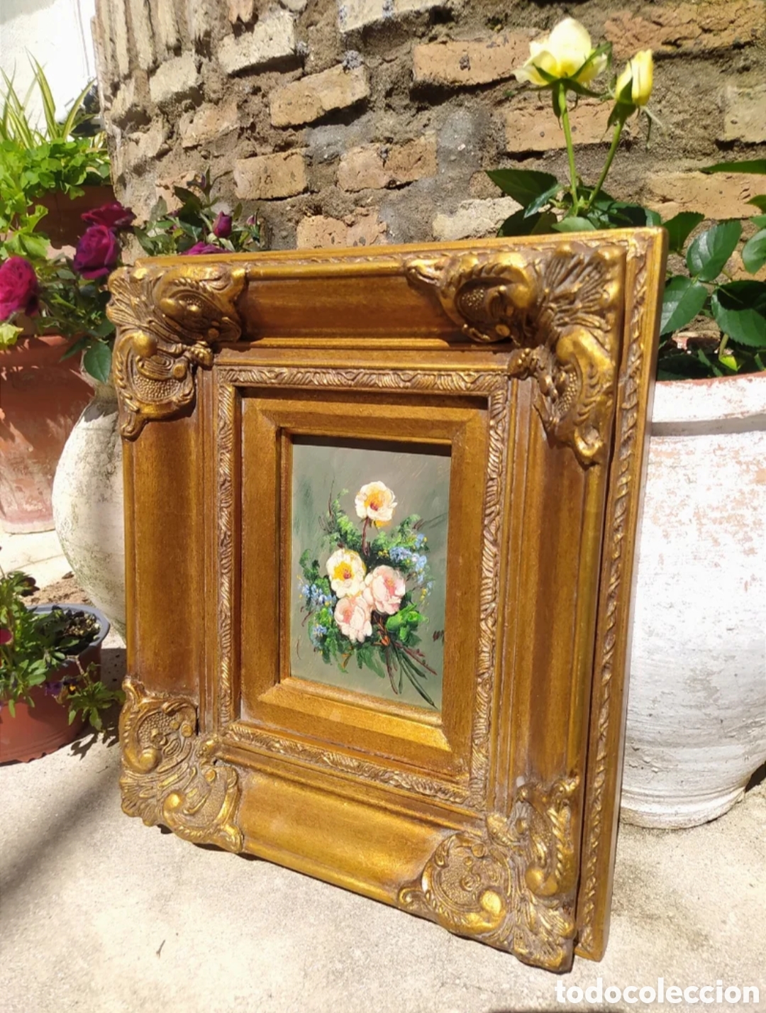 Arte: Precioso &oacute;leo antiguo con marco madera maciza