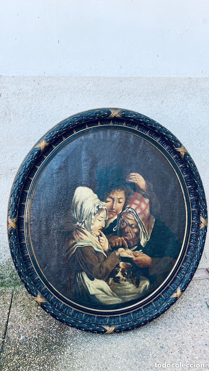 Arte: Pintura al &oacute;leo de quiromancia o brujer&iacute;a al estilo de Louis Leopold boilly del siglo XIX