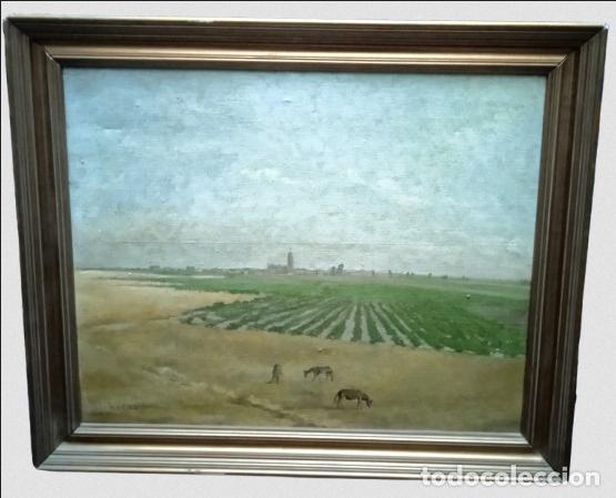 Arte: Sebasti&aacute;n Rey Padilla (1910-1975): &rdquo;Matapozuelos, Valladolid-Agosto de 1943&rdquo;. &Oacute;leo sobre lienzo.