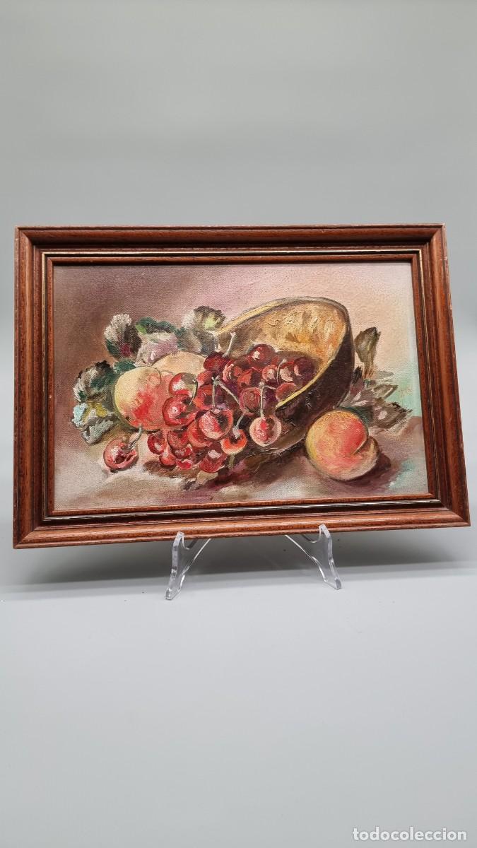 Arte: Espl&eacute;ndida pintura al &oacute;leo sobre lienzo con marco que representa una naturaleza muerta