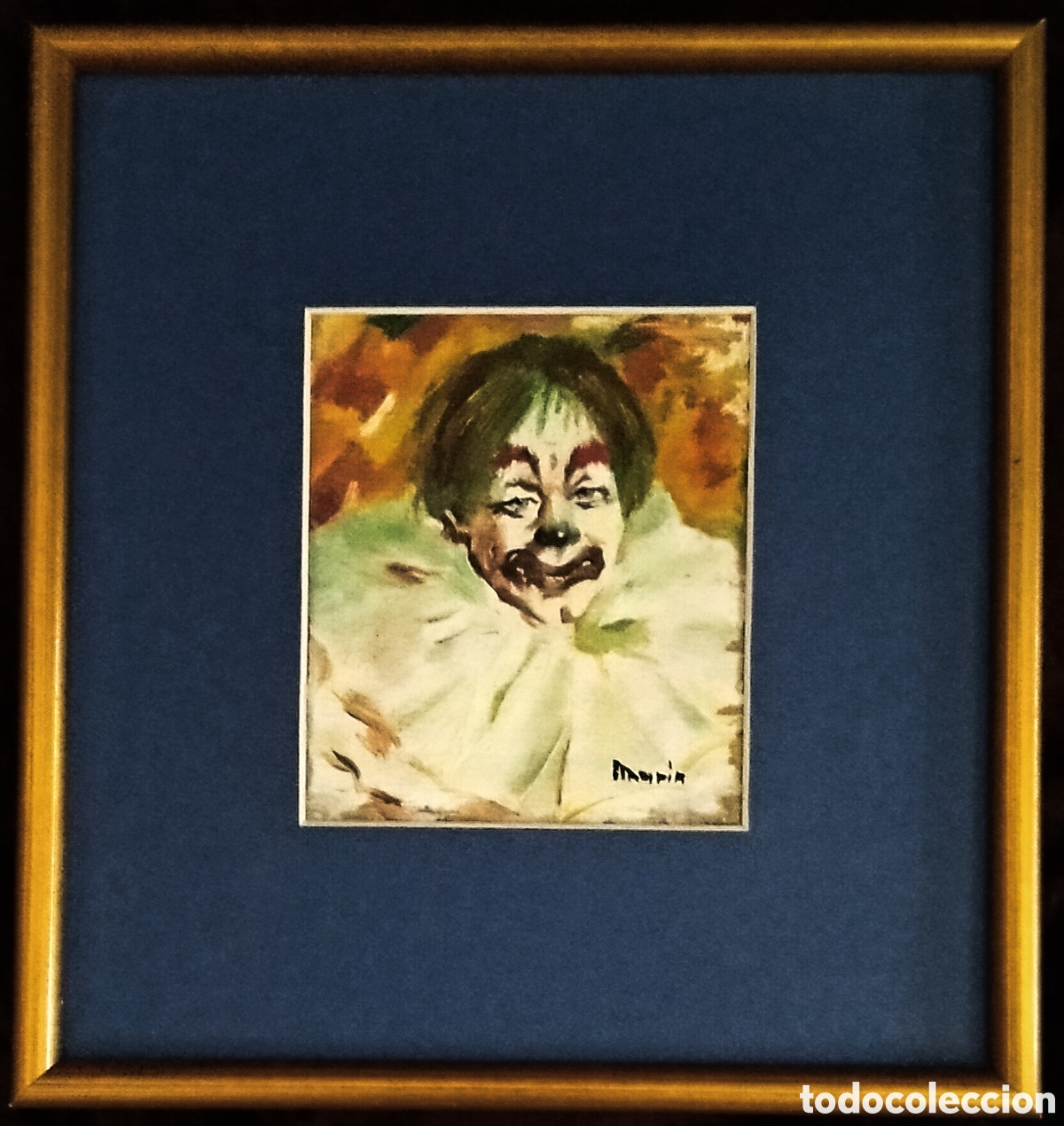 Arte: &Oacute;LEO s.TABLA / (REALISMO). FIGURA BUFONESCA (CIRCO). * BUSTO DE PAYASO *. FIRMADO: MAR&Iacute;N. ENMARCADO