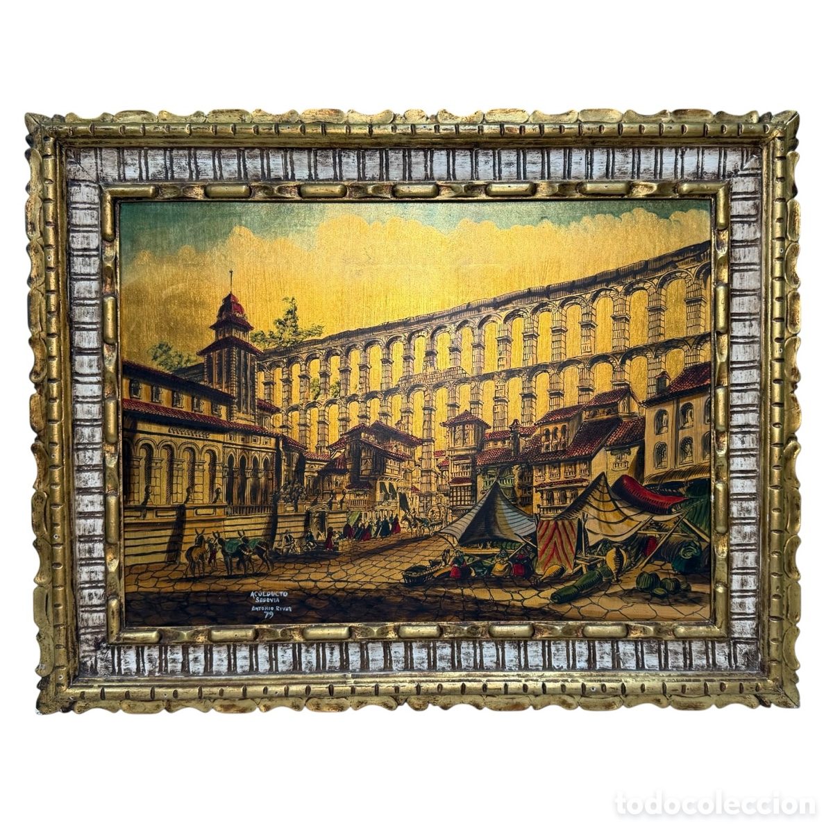 Arte: ANTONIO RIVAS. &Oacute;leo sobre tabla Acueducto de Segovia de Antonio Rivas 1979