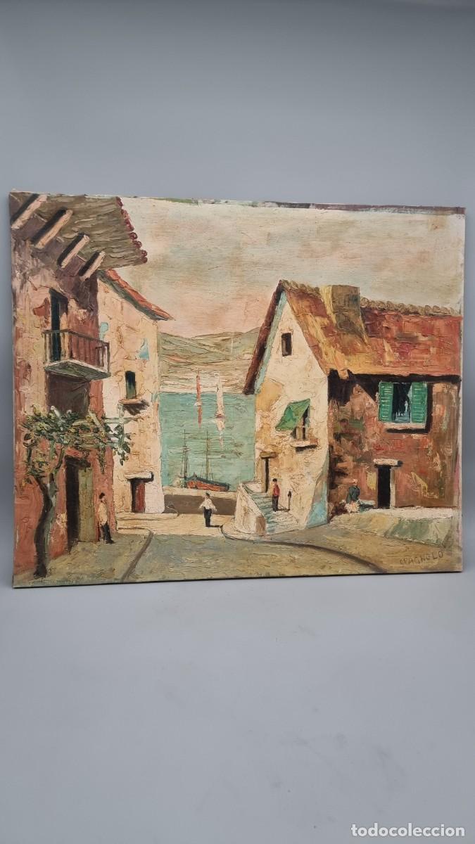 Arte: Paisaje pintado sobre lienzo de 51,5 x 61,5 cm.