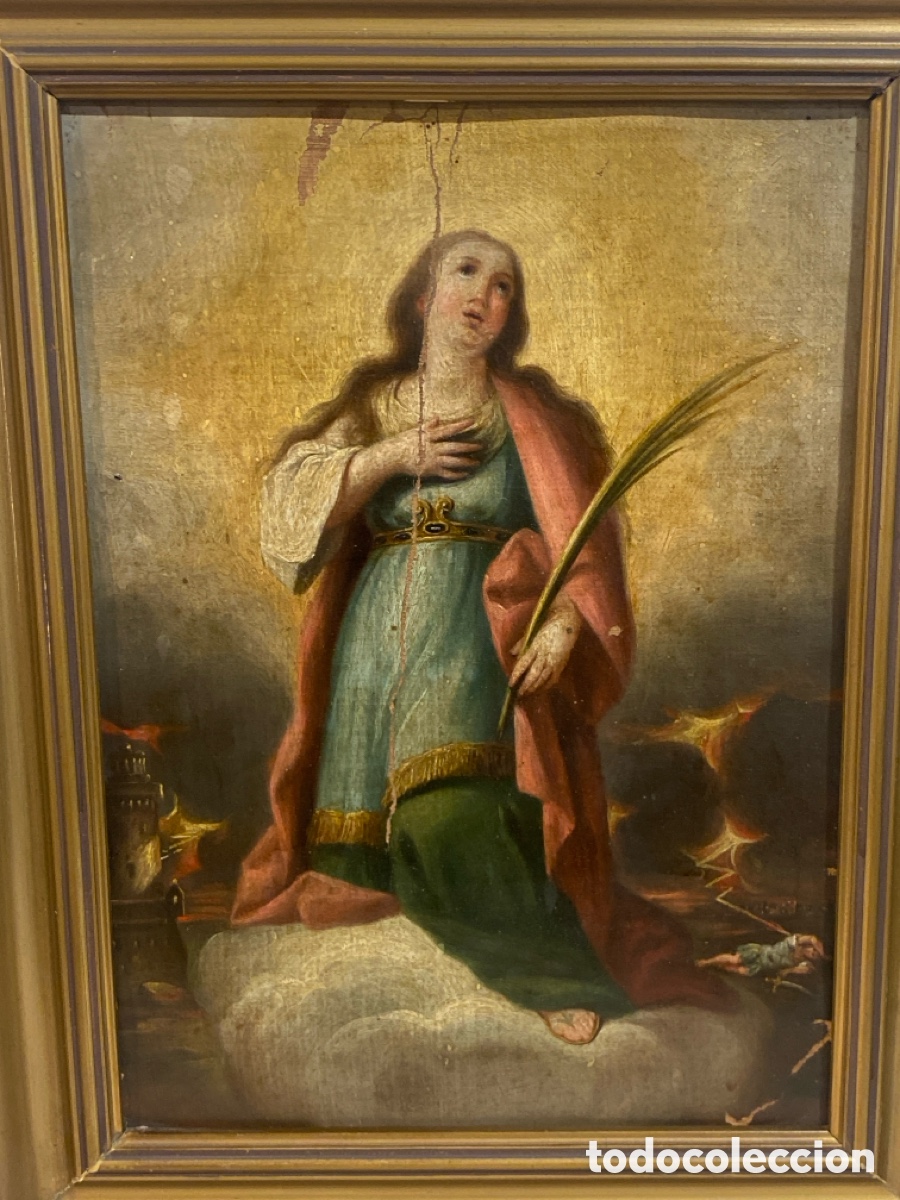 Art: Santa B&aacute;rbara Oleo lienzo Pintura Barroca