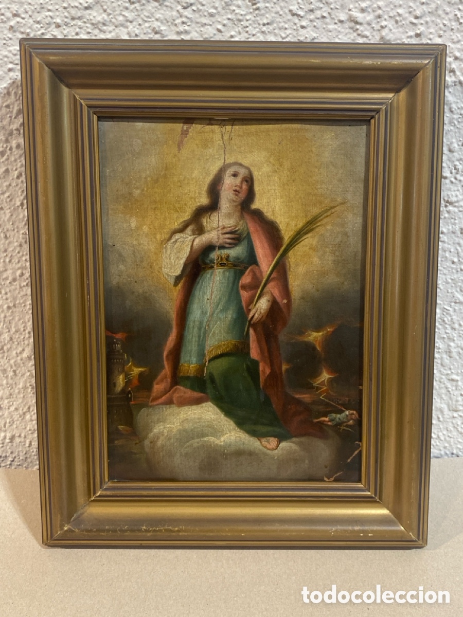 Arte: Santa B&aacute;rbara Oleo lienzo Pintura Barroca