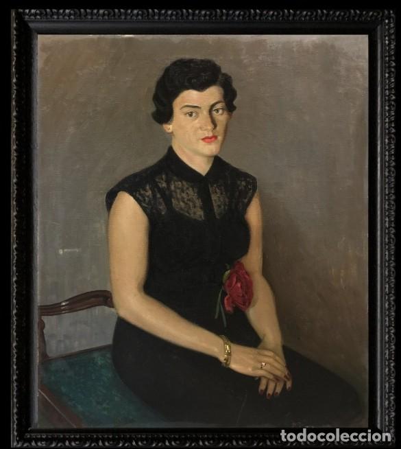 Arte: MAGN&Iacute;FICO RETRATO DE MUJER ELEGANTE - ESCUELA ESPA&Ntilde;OLA (C. 1930)