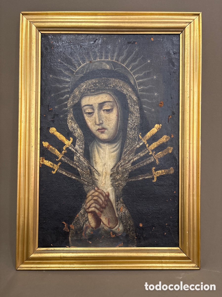 Art: Antiguo retrato virgen dolorosa,siglo XVII-XVIII,escuela andaluza*ver fotos*
