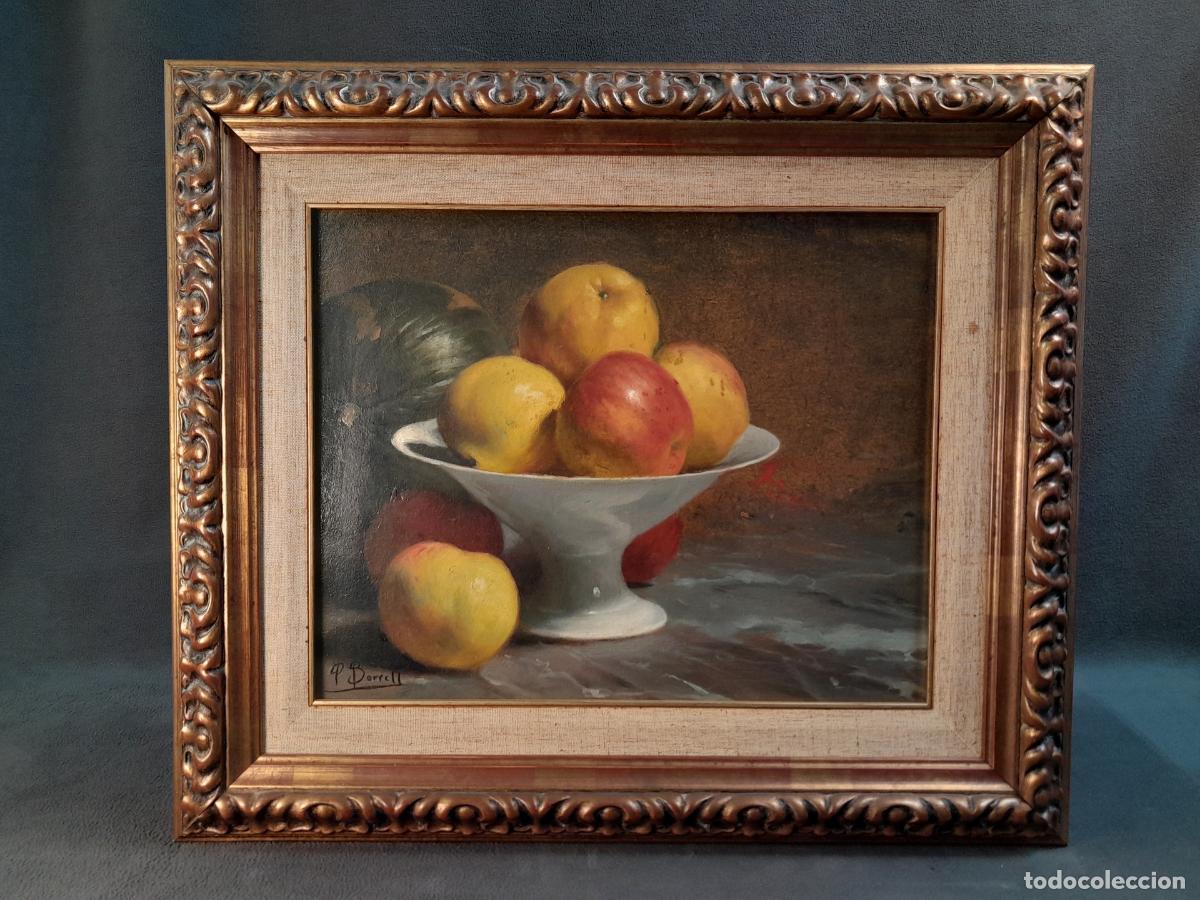 Arte: B-1898.CUADRO DE BODEG&Oacute;N. &Oacute;LEO SOBRE LIENZO.PERE BORRELL I BELTRAN.ENMARCADO. PRINCIPIOS DEL XX.