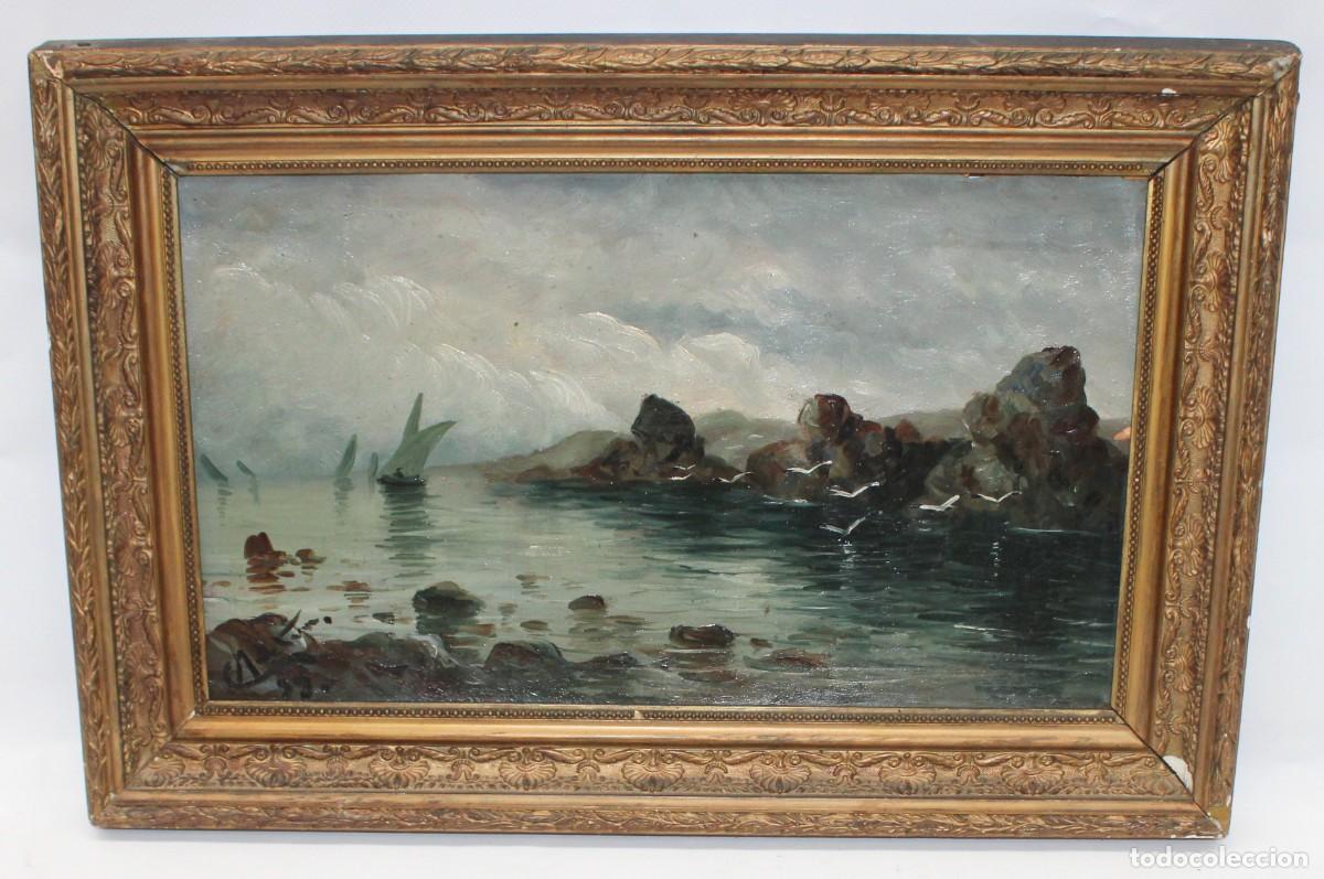 Arte: ESCUELA ESPA&Ntilde;OLA (SIGLO XIX) OLEO SOBRE CARTON DE AUTOR DESCONOCIDO. AMANECER SOBRE LA COSTA