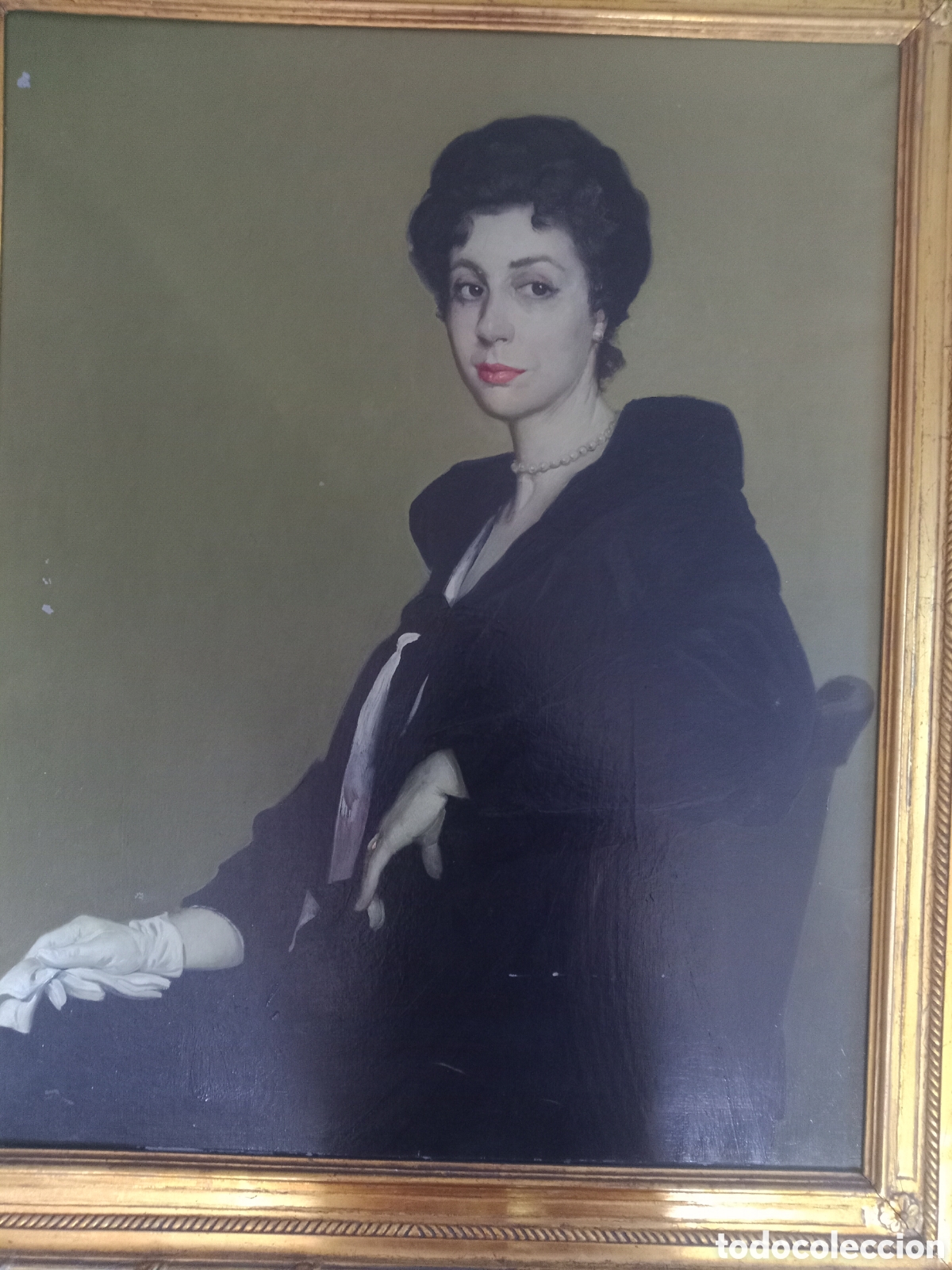 Arte: Retrato de dama en oleo sobre lienzo de Armand Miravalls Bov&eacute;
