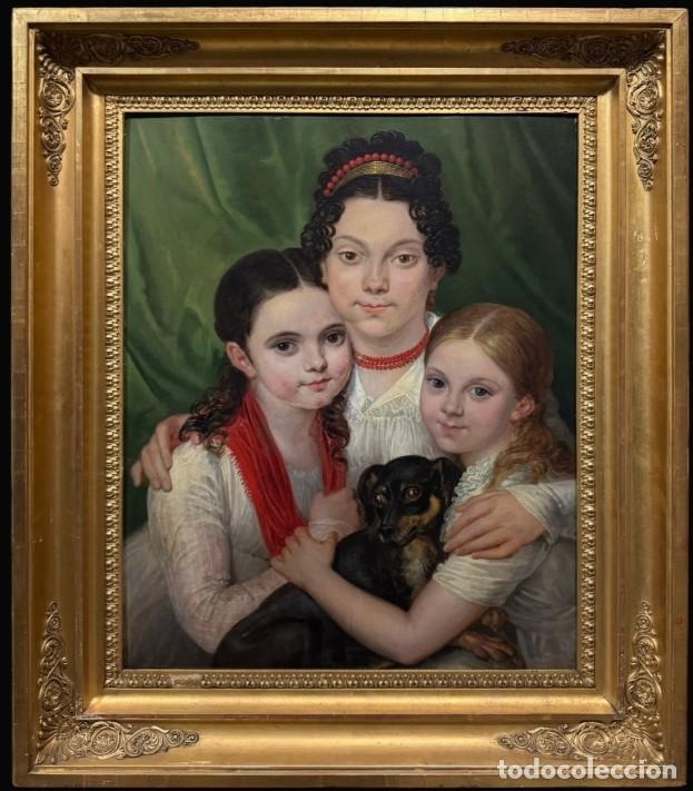 Arte: ESCUELA ROMANA (C. 1840) - RETRATO DE ZENAIDE BONAPARTE CON SUS DOS HIJAS, JULIE Y CHARLOTTE