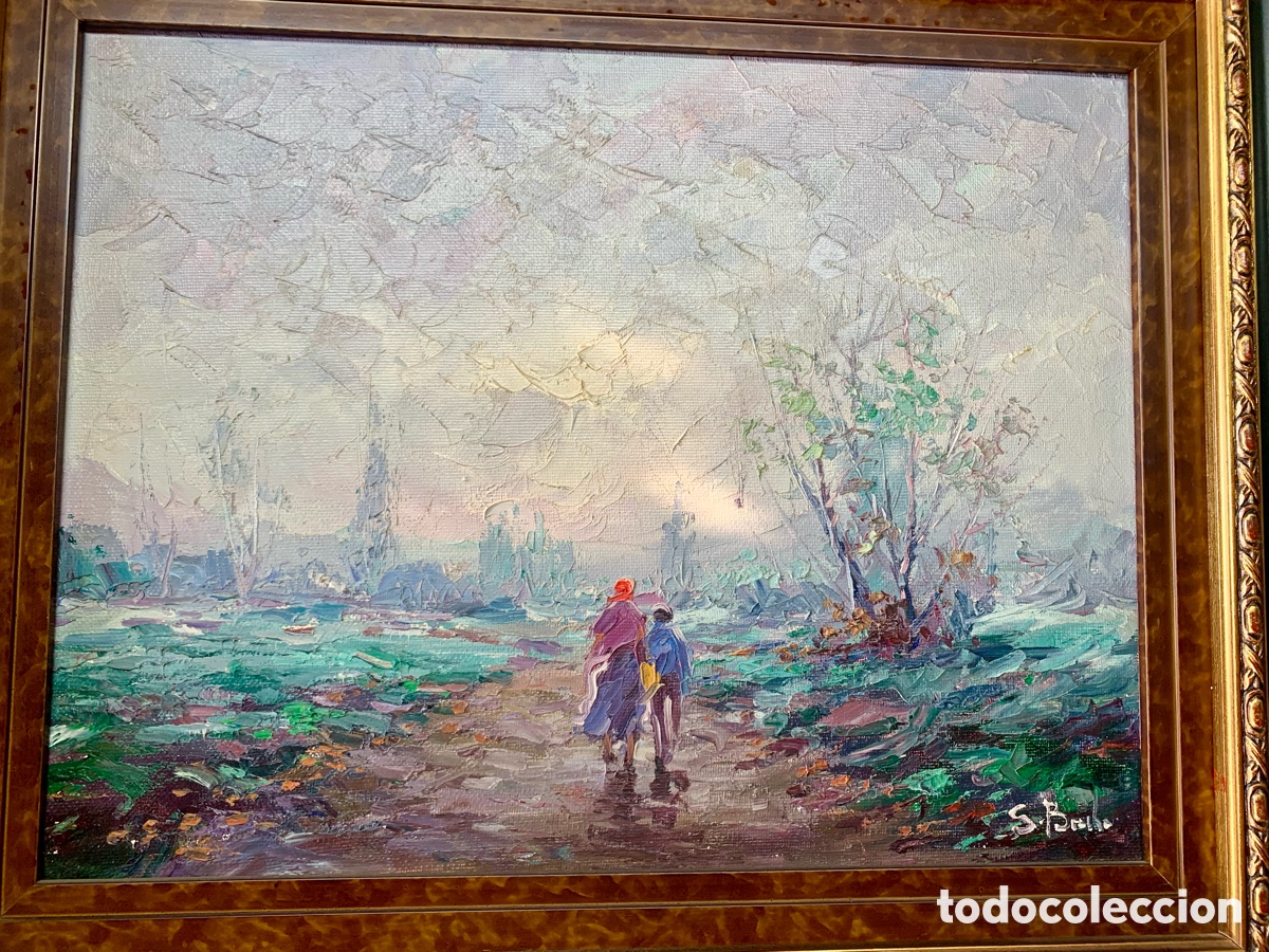 Arte: Firma sin identificar , paisaje, 34x26 obra y 52x44 con marco