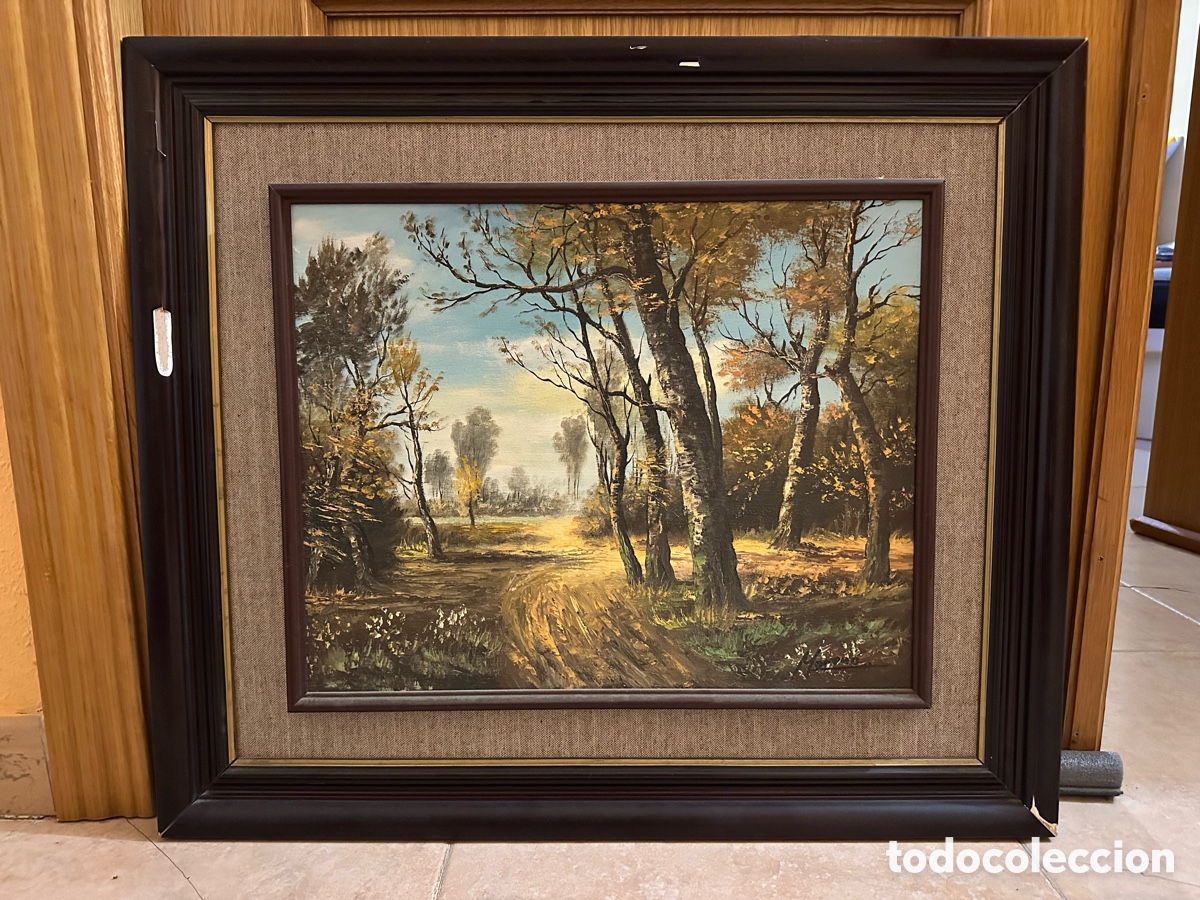 Arte: &Oacute;leo sobre table - Paisaje - firmado Moreno