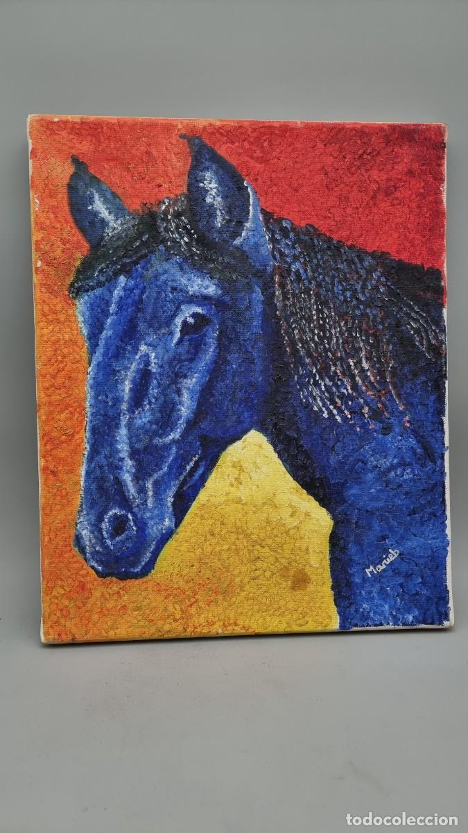 Arte: Cuadro de cabeza de caballo firmado por Marieb 33 x 41 cm