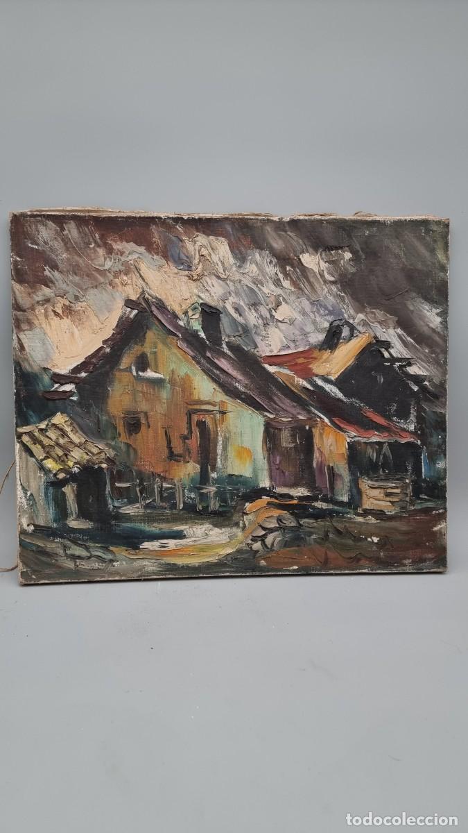 Arte: Cuadro antiguo de casas, 46 &times; 38 cm - Foto 1