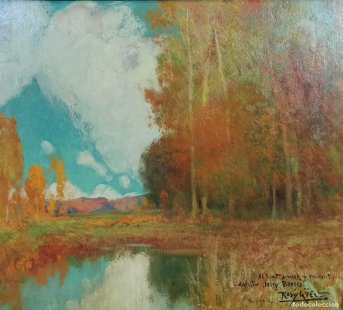 Arte: PAISAJE BOSCOSO DE BANYOLES. ROS I G&Uuml;ELL. &Oacute;LEO SOBRE TABLA. ESPA&Ntilde;A. SIGLO XX.
