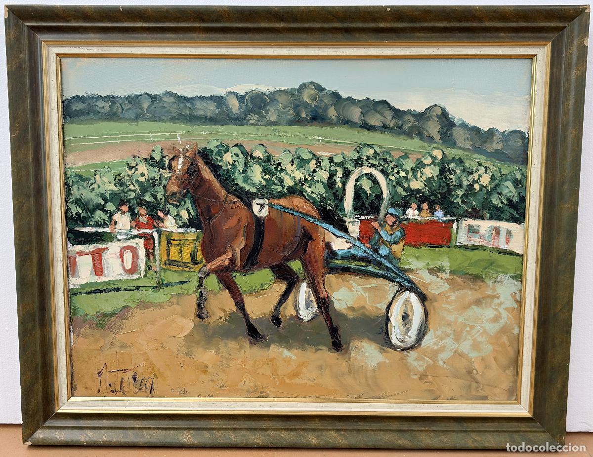 Arte: ARNAUD LETURCQ (1961( OLEO SOBRE TELA TITULADO COURSE DE TROT